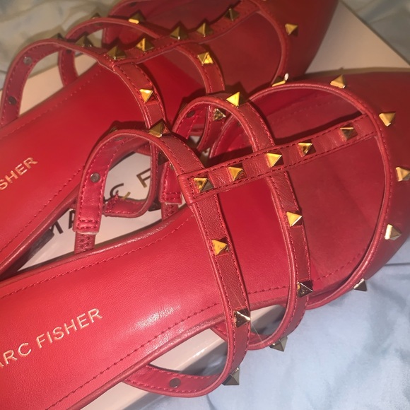 Red studded flats - Picture 3 of 4